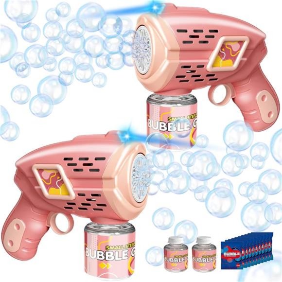Bubble Gun Toys, 2Pack Bubble Machine Guns for Kids with Colorful Lights - Picture 1 of 6
